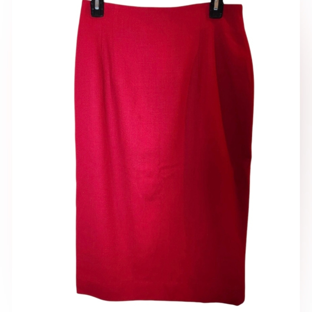 Evan Picone VINTAGE 100% Wool Deep Rose Pencil Skirt Knee-Length SZ 8 EUC